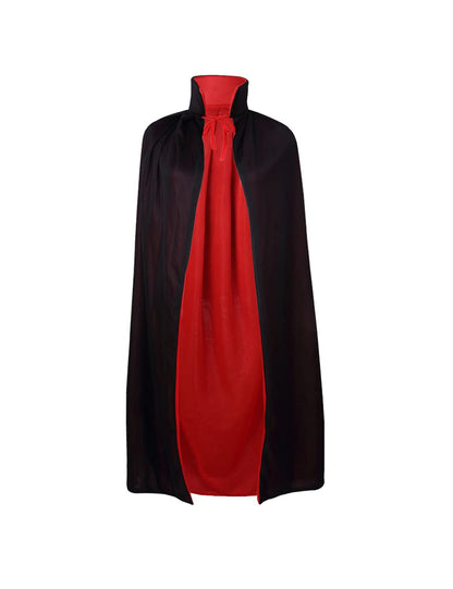 55" Stand Collar Reversible Cloak Masquerade Cape Costume, Black and Red(55"/140cm, Black and Red)