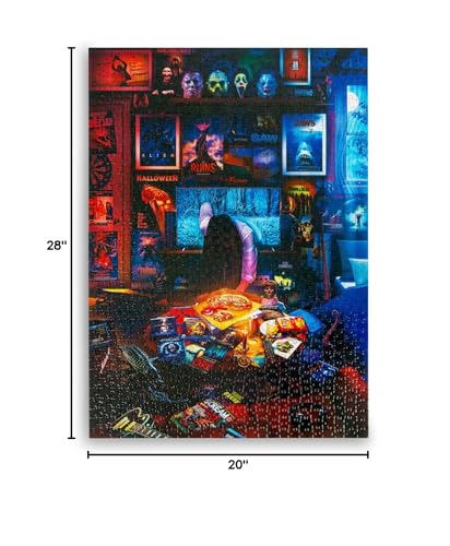 House of Horrors and Scary Movies 1000 Piece Jigsaw Puzzle by Rachid Lotf | Interactive Brain Teaser Board Game for Adults, Educational Toys & Games | 28 x 20 Inches