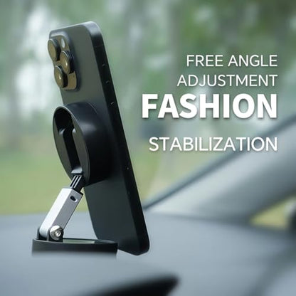 Adjustable Phone Stand with On/Off Switch, 360° Rotation, Fordable and Portable with Multipurpose Phone Holder