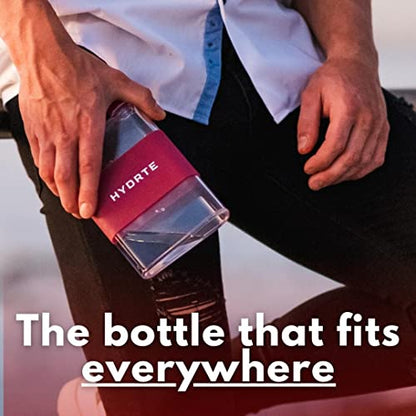 Hydrte Flat Water Bottle 16.2 oz, Leak Proof and Slim Design, The Purse Water Bottle, Cute Water Bottles made for Women and Men, BPA Free Square