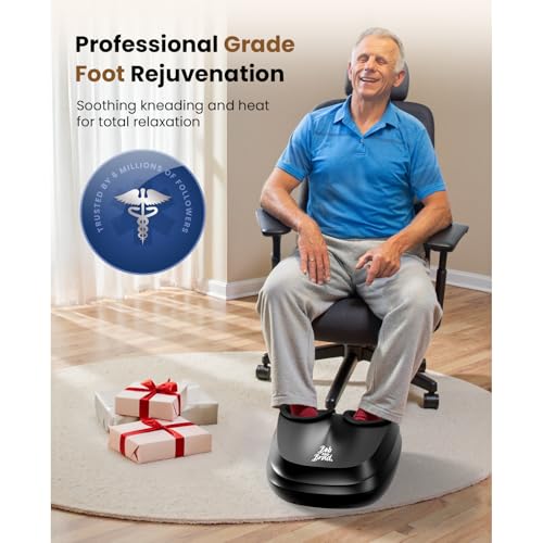 BOB AND BRAD Foot Massager with Heat,FSA HSA Eligible,Shiatsu Deep Kneading Electric Feet Massager Machine for Plantar Fasciitis, Men Size 12