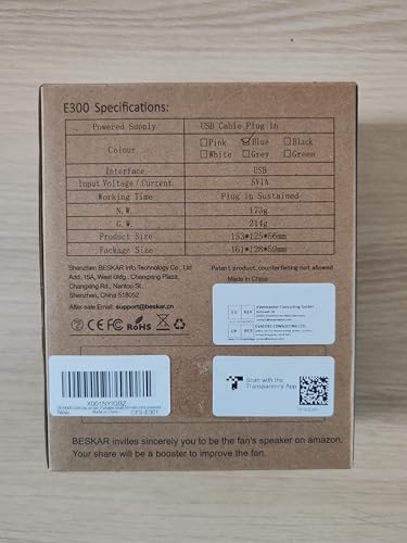 BESKAR Small Clip on Fan, 3 Speeds USB Fans with Strong Airflow, Clip & Desk Fans USB Plug in with Sturdy Clamp - Ultra Quiet operation for Office Dorm Bedroom Stroller