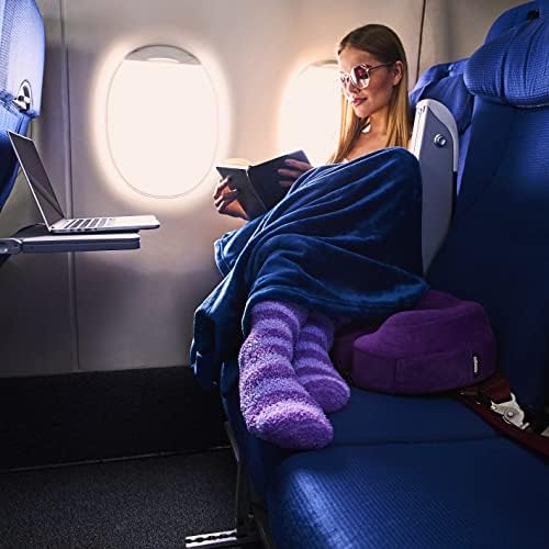 Cabeau Fold ‘N Go Travel Blanket Doubles as Neck Support Pillow, Versatile Lumbar Support Cushion, with Compact Travel Case - French Microfiber (Blue)