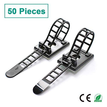 50 Pieces Cable Management Desk Wire Organizer Cable Ties Zip Ties Adhesive Cord Clips Cord Keeper Desk Wire Management