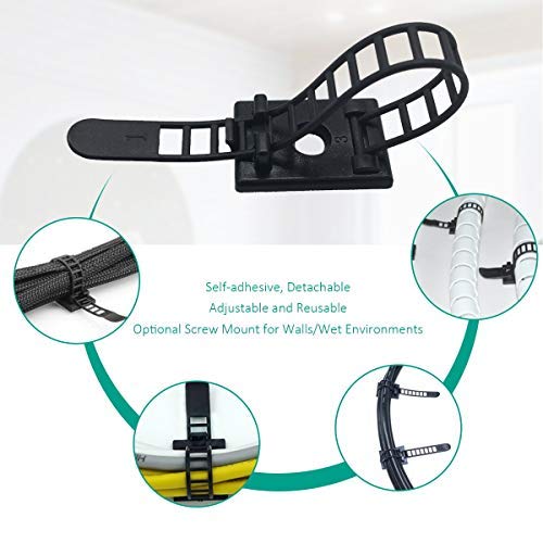 50 Pieces Cable Management Desk Wire Organizer Cable Ties Zip Ties Adhesive Cord Clips Cord Keeper Desk Wire Management