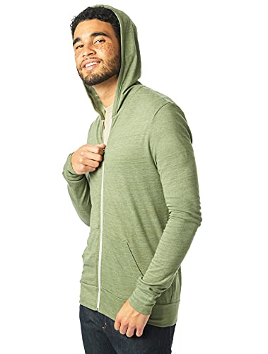 Alternative mens Eco Zip Hoodie Hooded Sweatshirt, Eco True Army Green, X-Small US