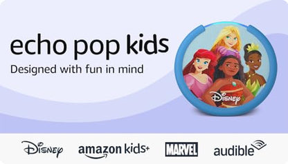 Amazon Echo Pop Kids (newest model), Designed for kids, with parental controls, Includes 6 months of Amazon Kids+, Disney Princess
