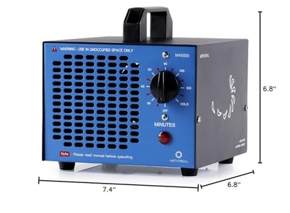 Airthereal MA5000 Commercial Ozone Generator, High Capacity Ozone Machine Odor Removal - Home Air Ionizers O3 Deodorizer for Rooms, Smoke, Cars and Pets, Eliminate Odors up to 2000sq.ft., Blue