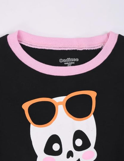 Benaive Halloween Pajamas for Girls Glow In Dark Holiday Pjs for Girl Cotton Pajama Sets 2 Pieces Kids Sleepwear Long Sleeves Size 10
