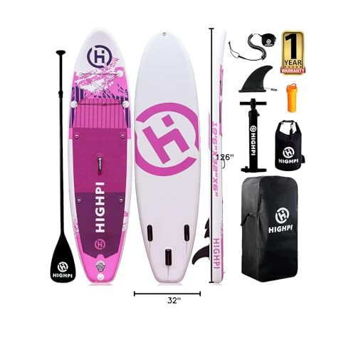 Highpi 11ft Inflatable Stand Up Paddle Board for Youth and Adults – Wide Sup with Premium Accessories, Blow Up Paddleboard for Surfing, Fishing, Yoga & More