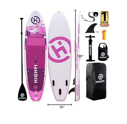 Highpi 11ft Inflatable Stand Up Paddle Board for Youth and Adults – Wide Sup with Premium Accessories, Blow Up Paddleboard for Surfing, Fishing, Yoga & More