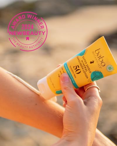 Babo Botanicals Sheer Mineral Sunscreen Lotion SPF 50 - Natural Zinc Oxide - Extra Sensitive Skin - Lightweight - Water Resistant - Fragrance-Free - EWG Verified- Sheer application