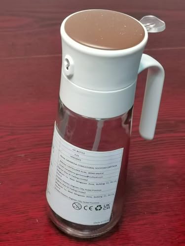 hoforife Glass Olive Oil Dispenser Bottle & Oil Sprayer Bottle 2 In 1 for Kitchen Cooking, Auto Flip Cap, 18oz White