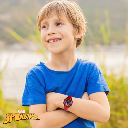 Accutime Marvel Spider-Man Digital Watch for Kids – Durable Plastic Timepiece, LCD Display, Quartz Accuracy, Iconic Spiderman Imagery