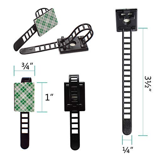 50 Pieces Cable Management Desk Wire Organizer Cable Ties Zip Ties Adhesive Cord Clips Cord Keeper Desk Wire Management