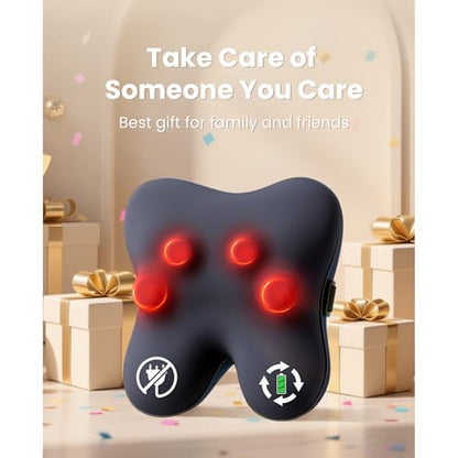 BOB AND BRAD Cordless Back Massager with Heat FSA HSA Eligible, Shiatsu Neck Massager for Pain Relief Deep Tissue, 3D Kneading Massage Pillow for Muscle Pain Relief, Fathers Day Birthday Gifts for Dad