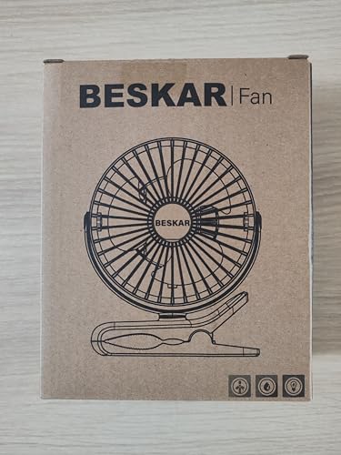 BESKAR Small Clip on Fan, 3 Speeds USB Fans with Strong Airflow, Clip & Desk Fans USB Plug in with Sturdy Clamp - Ultra Quiet operation for Office Dorm Bedroom Stroller