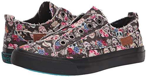 Blowfish Malibu Women's Play Sneaker, Charcoal Sugar Skull Print, 7.5