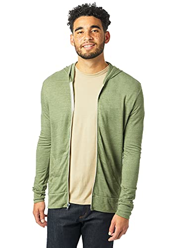 Alternative mens Eco Zip Hoodie Hooded Sweatshirt, Eco True Army Green, X-Small US