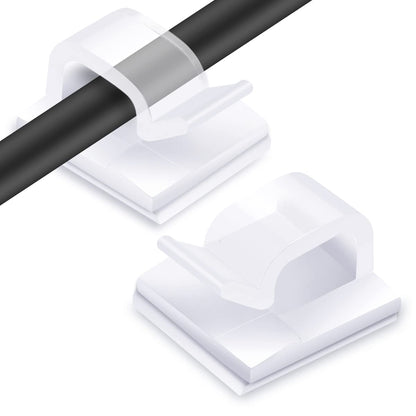 60PCS Cable Clips, KGROTE Outdoor Wire Clips Adhesive Cable Hooks Cord Organizer Holder Christmas Light Clips for Desk, Wall Cable Management, String Lights, Fairy Lights, Decorations Hanging - Clear