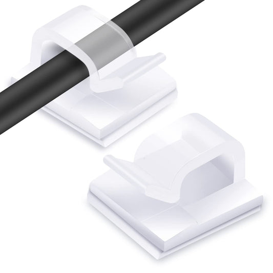 60PCS Cable Clips, KGROTE Outdoor Wire Clips Adhesive Cable Hooks Cord Organizer Holder Christmas Light Clips for Desk, Wall Cable Management, String Lights, Fairy Lights, Decorations Hanging - Clear