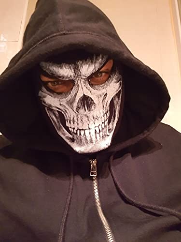 AXBXCX Scary Skeleton Skull Balaclava Ghost Death Face Mask Headwear Protection for Motorcycle Cycling Skiing Snowboarding Cosplay Costume Halloween Party Winter Summer Black Grim03