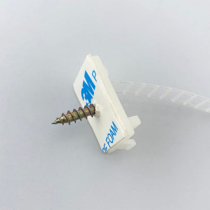 HS Wire Management Clips Clear with Screw Hole (50 Pack) Adjustable Cable Straps 3 Inch with 3M Adhesive Tape,Cable Fasteners for Christmas Lights,Desk,Wall to Hold Extension Cord