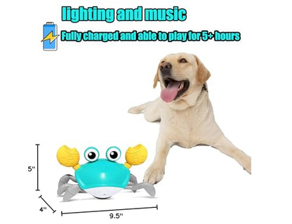 HONGID Crawling Crab Dog Toys,Escaping Crab Dog Toy with Obstacle Avoidance Sensor,Interactive Dog Toys with Music Sounds & Lights for Dogs Cats Pets,Christmas Toy Gifts for Puppy/Small/Medium Dogs