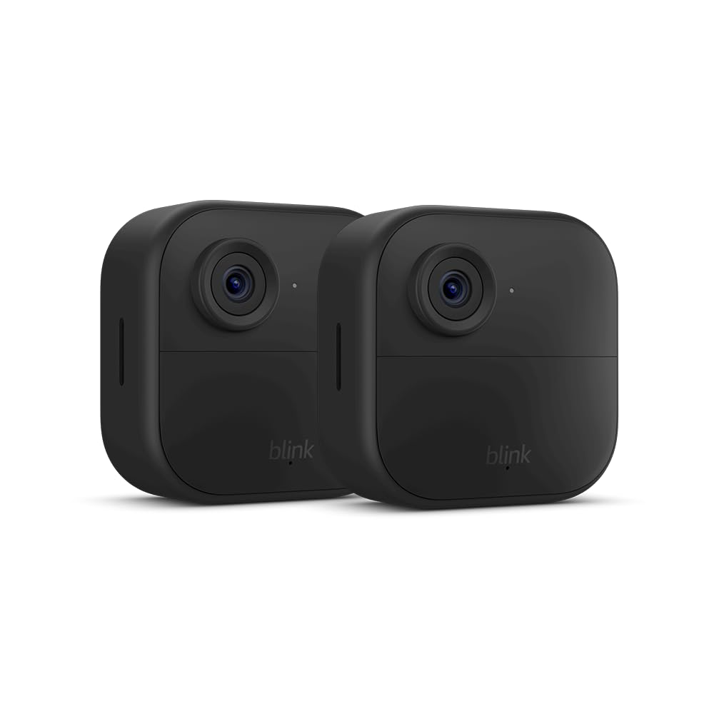 Blink Outdoor 4 (newest model), Wireless smart security camera, two-year battery, 1080p HD day and infrared night live view, two-way talk – 2 camera system