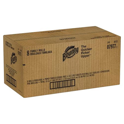 Bounty Quick Size Paper Towels, White, 8 Family Rolls = 20 Regular Rolls