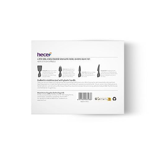 hecef Cheese Knife Set of 4, Non-Stick Coated Gift Set for Christmas, Anniversary, Party, Housewarming, Picnic, Birthdays, Wedding(Beige)