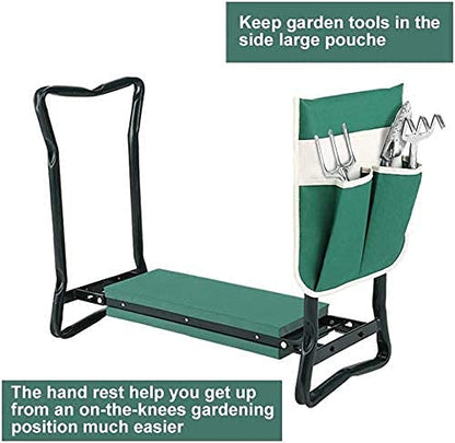 BESTHLS Garden Kneeler and Seat - Heavy Duty Folding Stool with Thick Pad, Tool Pouch, 330 lbs Capacity - Knee & Back Support, Perfect for Seniors, Women, Men