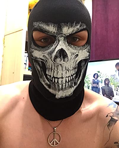AXBXCX Scary Skeleton Skull Balaclava Ghost Death Face Mask Headwear Protection for Motorcycle Cycling Skiing Snowboarding Cosplay Costume Halloween Party Winter Summer Black Grim03
