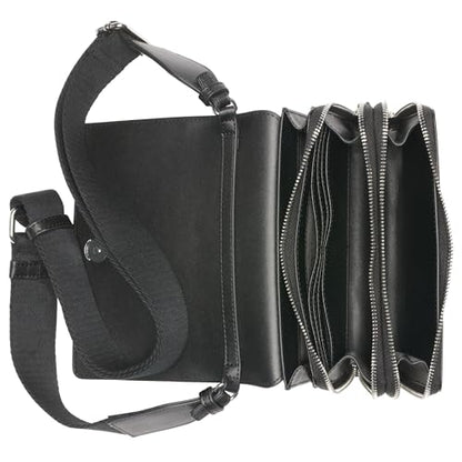 Calvin Klein Millie Triple Compartment Camera Bag Crossbody, Black/Silver, One Size