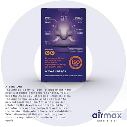 AIRMAX Nasal dilators for Sleeping - 76% More Airflow - Anti snoring Devices - Breathe Freely Through The Nose - Sinus Relief, Relief and snoring Solution - 2X Medium Orange - 6 Month Relief
