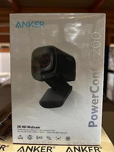Anker PowerConf C200 2K Webcam for PC/Laptop/Mac, Computer Camera, Low-Light Correction, AI-Noise Canceling Mics, Adjustable Field of View, Built-in Privacy Cover, Stereo Mics, for Meeting