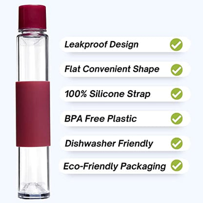 Hydrte Flat Water Bottle 16.2 oz, Leak Proof and Slim Design, The Purse Water Bottle, Cute Water Bottles made for Women and Men, BPA Free Square