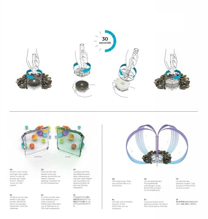 biOrb Classic 15 Acrylic 4-Gallon Aquarium with White LED Lights Modern Compact Tank for Tabletop or Desktop Display, Black-Trimmed Tank