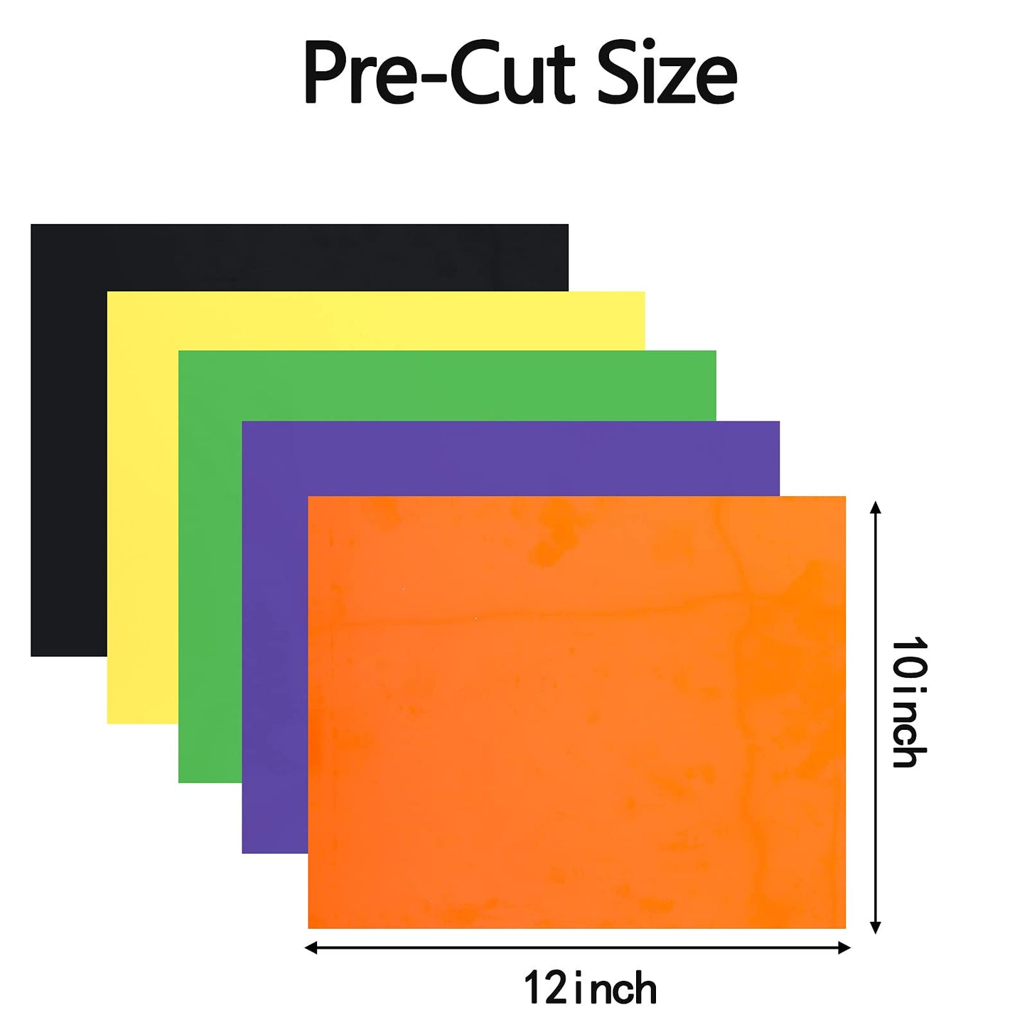 Whaline 12 Sheet Halloween Heat Transfer Vinyl Black Orange Purple Green Yellow HTV Iron on Vinyl Adhesive Craft Vinyl Sheet for DIY Fabric T-Shirts Holiday Gift Halloween Party Decoration, 12 x 10