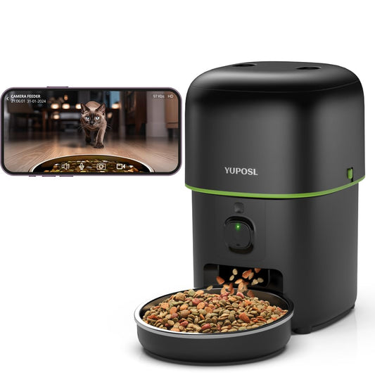 Automatic Cat Feeder with Camera - 5G WiFi Auto Cat Food Dispenser, 1080P HD Video with Night Vision, 1-15 Meals, 1-99 Portions, 2-Way Audio, Keeps Food Fresh, Timed Pet Feeder Also for Dogs