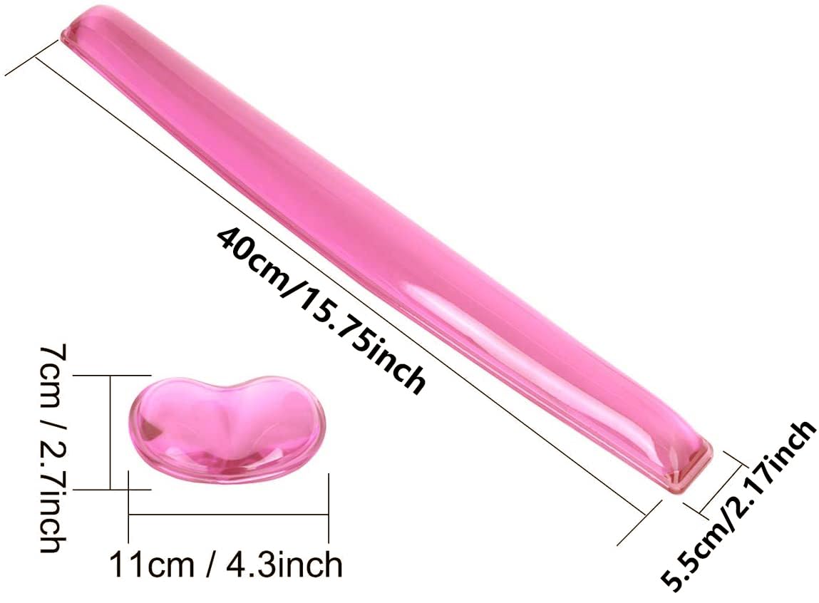 ABRONDA Gel Keyboard & Mouse Wrist Rest Set - Keyboard Wrist Rest Pad & Mouse Support for Office Gaming Pad Computer Laptop Ergonomic Comfortable Pain Relief-Pink Pad Set