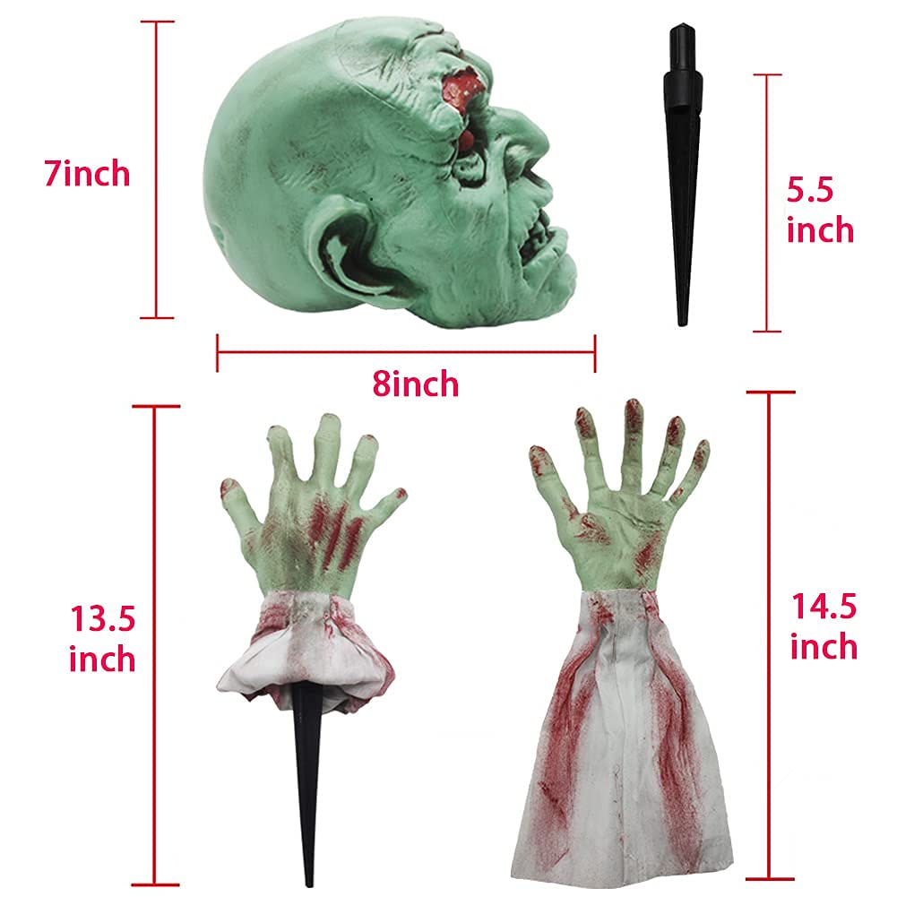 WODMAZ Halloween Zombie Stakes Decorations, Scary Zombie with Face and Arms Lawn Stakes, Groundbreaker Stakes for Halloween Patio Yard Lawn Graveyard Scenes Outdoor Party Props Decor, 3Pack