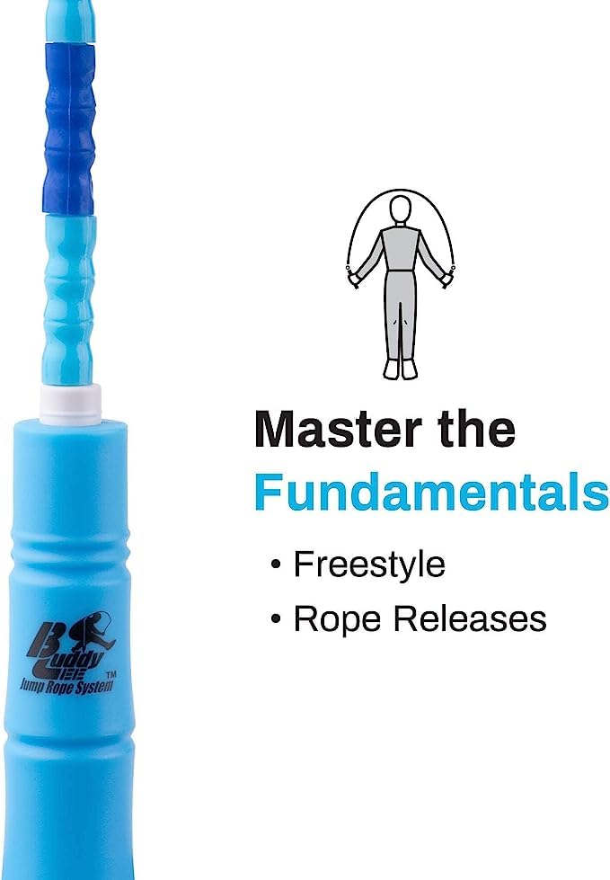 Buddy Lee Beaded Speed Jump Rope - Blue, Bamboo Shaped Handles | Soft TPU Beads, High Density Nylon Rope | Perfect Choice For Schools, Gym & Outdoor Jumping | Great for Rope Releases | Kids & Adults