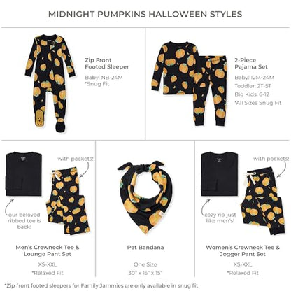 Burt's Bees Baby Baby 2-Piece Family Christmas Pajamas Matching Sets-Organic Cotton PJs for Kids, Toddlers, Adults, Midnight Pumpkins, 3T