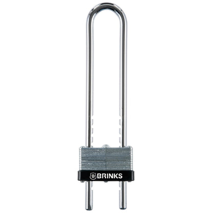 BRINKS - 44mm Laminated Steel Keyed Padlock with Adjustable Shackle - Chrome Plated with Hardened Steel Shackle