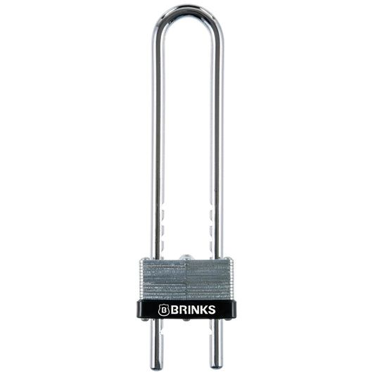 BRINKS - 44mm Laminated Steel Keyed Padlock with Adjustable Shackle - Chrome Plated with Hardened Steel Shackle