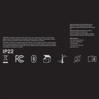 3M Littmann CORE Digital Stethoscope, Our Most Advanced Stethoscope Yet, Up To 40x Amplification, Active Noise Cancellation, In-App Sound Wave Visualization, Black-Finish Chestpiece, 8480