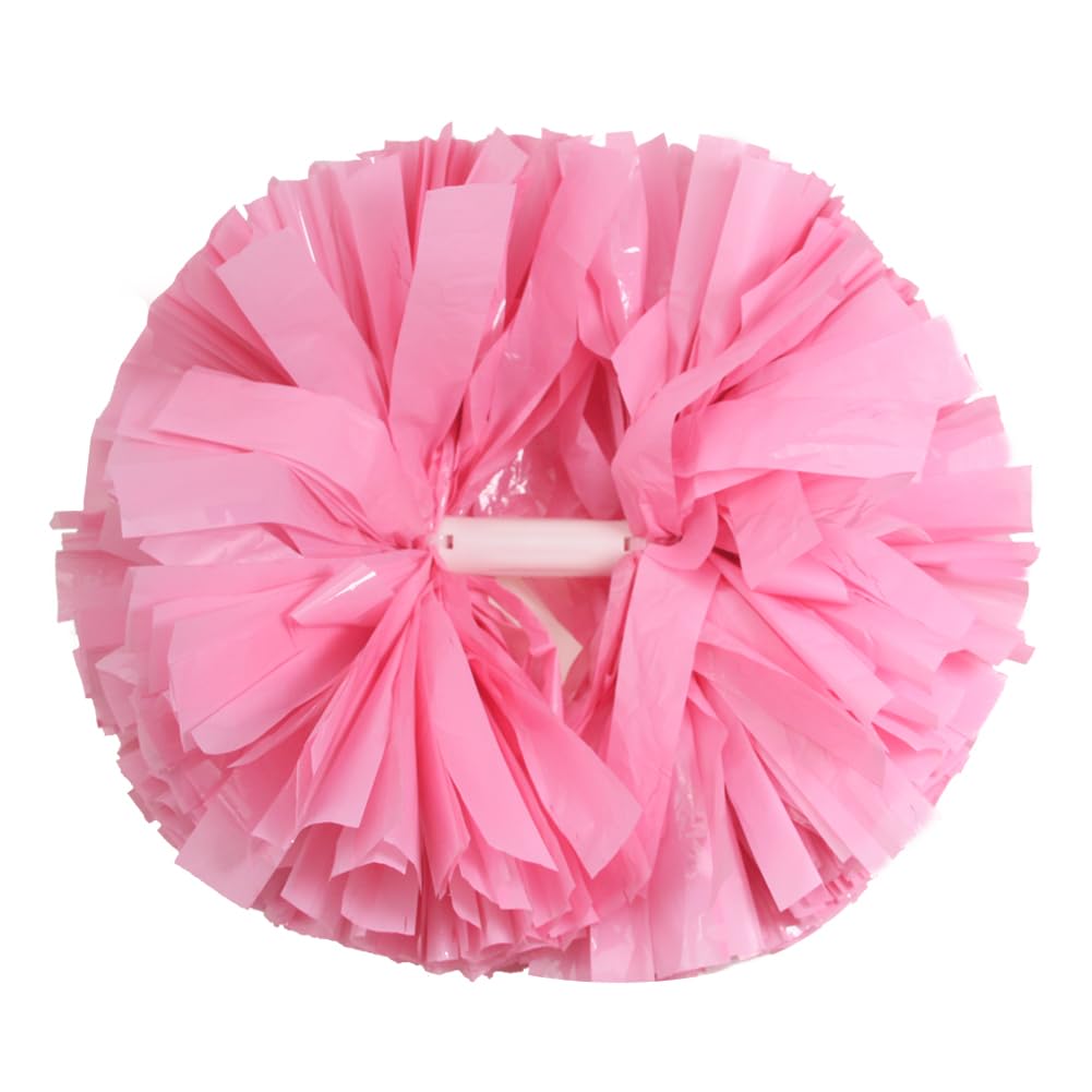 Hooshing 2PCS Pink Pom Poms Cheerleading with Baton Handle for Team Sports Spirit Dance Party Kids Adults