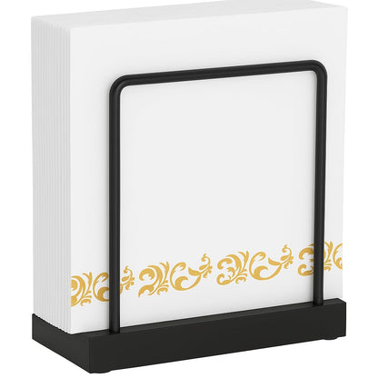 Black Napkin Holder for Table - Modern Napkin Dispenser, Bamboo and Iron Design, Non-Slip, Suitable for Kitchen, Dining, Farmhouse, Cocktail, Picnic, Bar, Outdoor Use - Holds Paper Napkins, Mail, Bill
