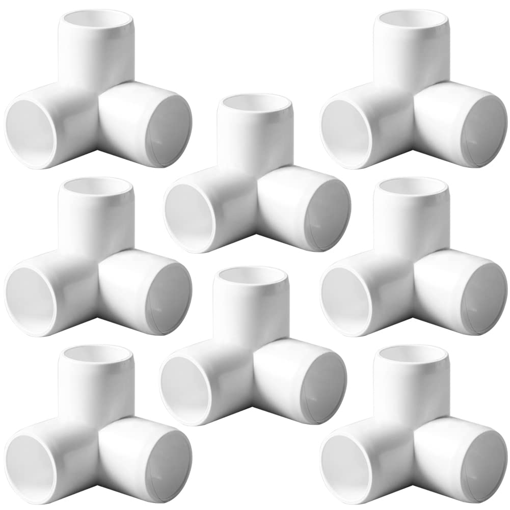 ANPTGHT 1“ Tee PVC Fitting 3 Way Elbow Connector, Furniture Grade 90 Degree Elbow Side Outlet, PVC Corner Fittings for Building Furniture Greenhouse Shed Pipe Fittings Tent Connection (Pack of 8)